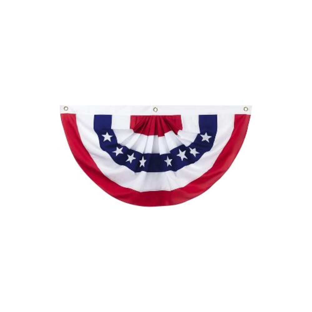 Betsy Flags Pleated USA Fan Flag 1.5 x 3 ft with Grommets Made in the USA